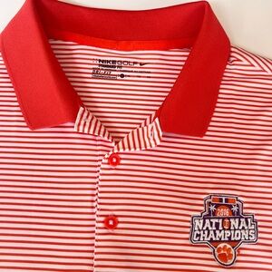 Nike Golf Men’s Orange Striped Polo Shirt - Clemson National Champions